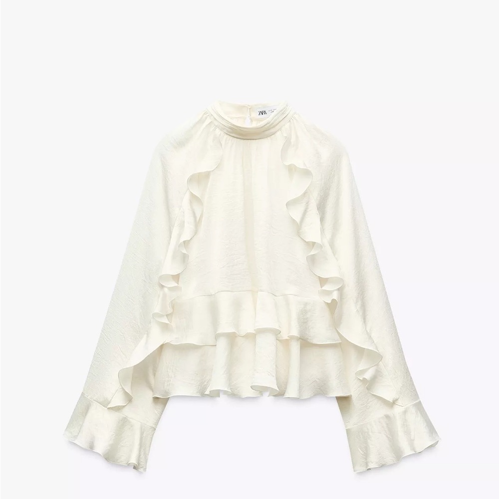 Zara Cream Ruffled Blouse